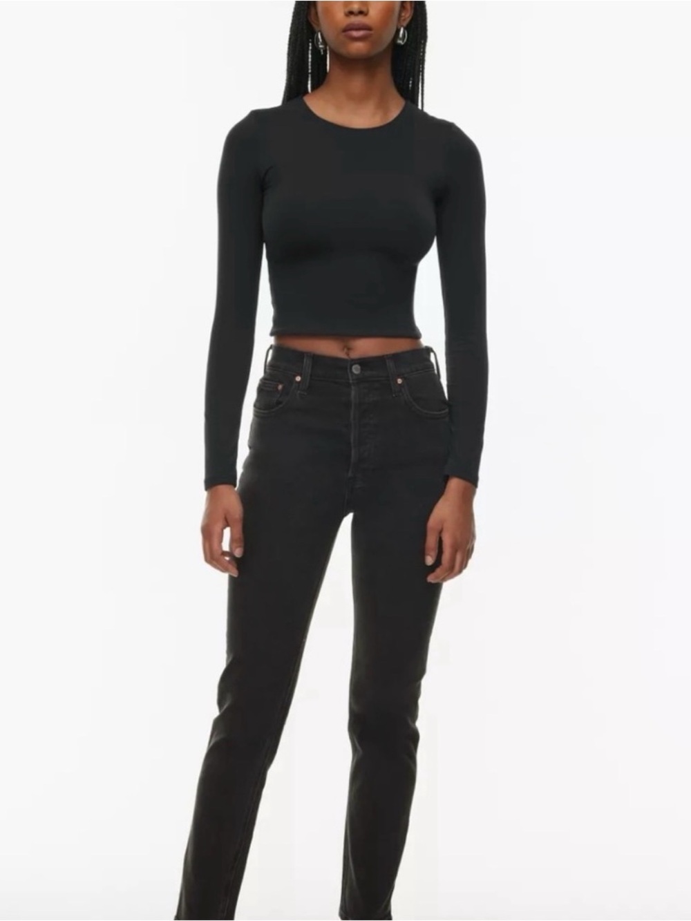 Denim Forum The Yoko High Rise Slim Jeans Black Raw Hem Size 25